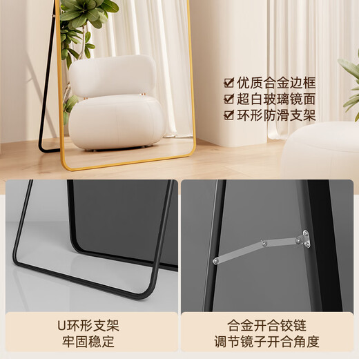 新艺鸿运（XINYIHONGYUN）家用穿衣镜宿舍全身镜落地现代简约镜子立体镜高清换衣镜衣帽镜 轻奢金 70*170【破损包赔 高清防爆】