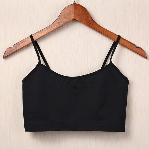 Ji Yafu without breast pads, sports underwear, bottoming straps, tube top, anti-exposure, half-length short navel-baring vest, women's cotton, black, one size fits all (good quality - high elasticity)