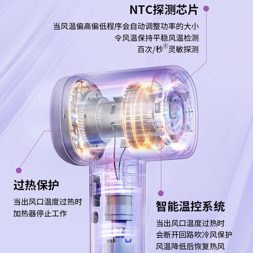 松下（Panasonic）空气发梳吹风机 高速负离子吹风筒 负离子水润护发大功率速干不伤头发家用送男女朋友生日礼物NE6M 紫色（小人鱼色）【亿级负离子顺发】 礼盒装