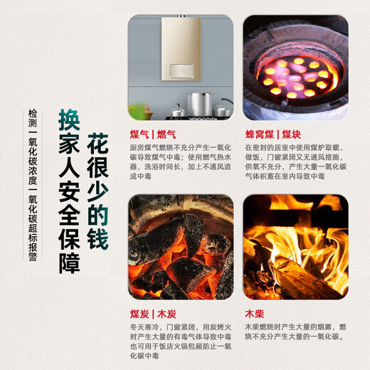 凌防一氧化碳警报器家用室内户外露营煤烟煤气探测电池款co报警器 681款一氧化碳报警器