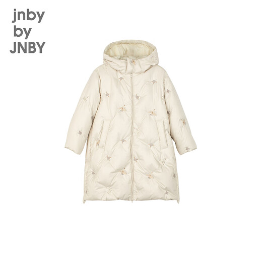 jnby by JNBY江南布衣童装冬装男女童长款羽绒服连帽刺绣图案儿童1N0C13601 056冷灰白 130 cm