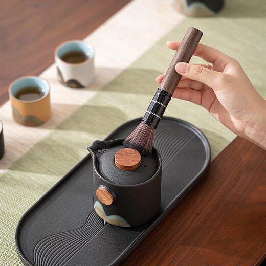 Su's ceramic tea set accessories tea ceremony hand-painted six gentlemen solid wood tea clip cup clip