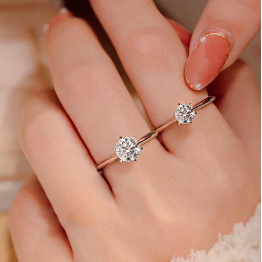 MZMZ platinum ring for women pt950 platinum proposal diamond ring engagement ring Valentine's Day birthday gift for girlfriend and wife local warehouse/next day delivery - light luxury six-claw diamond ring one carat