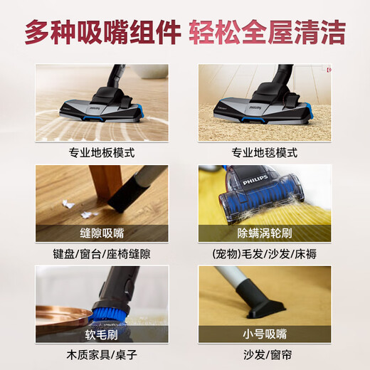 
Philips (PHILIPS) horizontal vacuum cleaner for home/office and home wired large suction handheld high power carpet powerful small appliance practical gift flagship model - FC9735/81