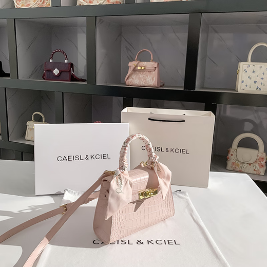 CAEISL / KCIEL official website small/ck2025 new women's bag high-end birthday gift for girlfriend cherry blossom pink crocodile pattern Kelly bag pink small bag