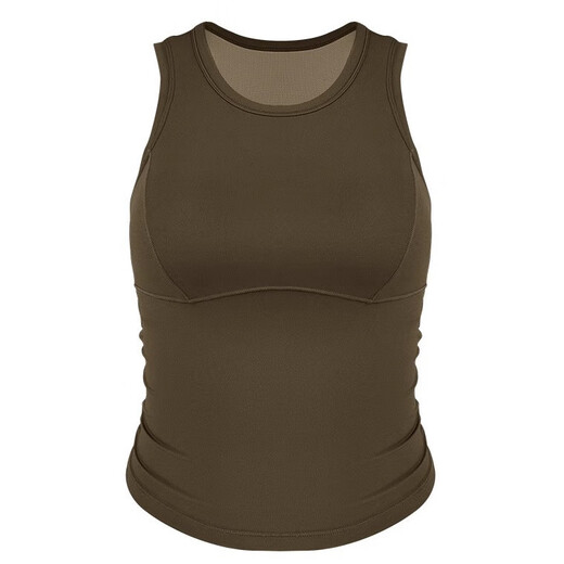 Bantang Jinse yoga top with chest pad sports bra for women shock-proof push-up vest for women summer new Pilates breast enhancement tea brown 2XL