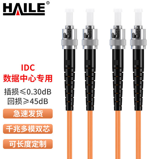 HAILE海乐 千兆多模光纤跳线 OM2双芯ST-ST尾纤50/125跳纤 3米 HJ-2ST-ST-MD3