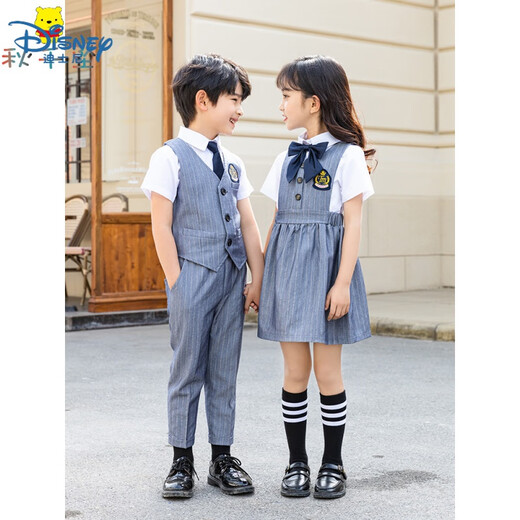 
Disney (Disney) boys and girls dress suit host children's suit flower girl summer 10-year-old boy formal wear wedding suit vest shirt trousers and tie size 130 (6-7 years old-height 120-130CM)