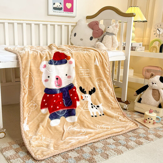 Double-layer thickened Raschel blanket, children's blanket, kindergarten lunch nap blanket, small blanket, office leggings and shawl blanket, Shiba Inu Paradise-Blue Gray Category A Maternal and Infant Grade 100*120cm Category A Children's Blanket