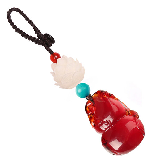 GOR Fat Donglai's same style beeswax safety buckle pendant amber pendant car keychain men and women couple handmade personality beeswax Pixiu handmade keychain