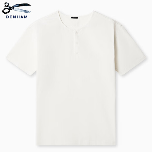 DENHAM new city light outdoor French sports white grey retro Henry neck scissors short-sleeved T-shirt men white L