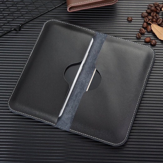 Junan Double Mobile Phone Case deux en un deux sac de rangement de téléphone mobile en cuir authentique deux boîtier de protection de téléphone mobile Horzontal Modèle horizontal Simple Black Largetation de téléphone mobile Longueur 16-17
