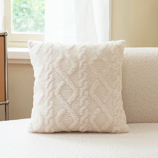 FANCYCHICins style pillow color double-sided cream pillowcase 50x50 living room sofa square velvet cushion with core cushion TF beige 40X40 (pillowcase + pillow core)