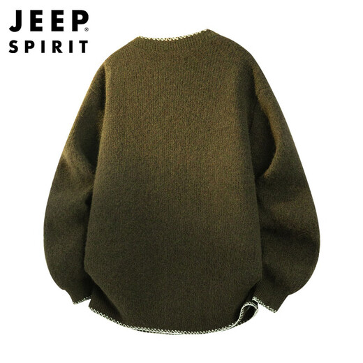 JEEP SPIRIT Jeep American style lazy style sweater men's autumn and winter Henley collar casual sweater jacket oatmeal gray L