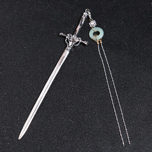 LEMIAO ancient style sword hairpin Hanfu hairpin long tassel step head head ornaments color-preserving electroplating Chinese Valentine's Day gift sword hairpin golden long tassel
