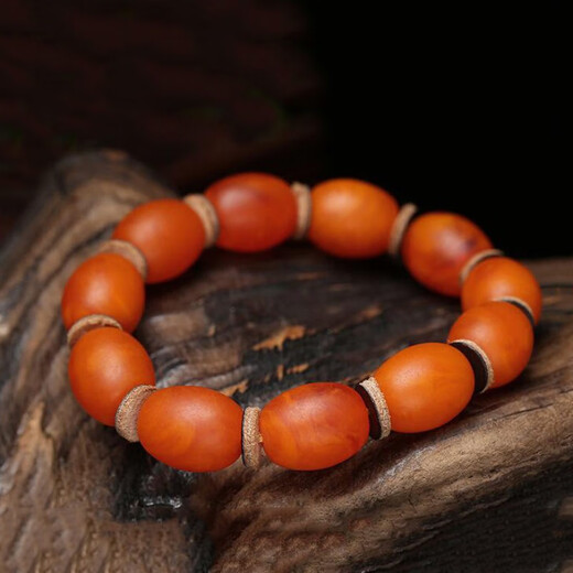 Knock knock love fidelity Russian chicken oil red old beeswax bucket bead bracelet game allowance original leather amber date bead matching bracelet for men and women old beeswax bucket bead bracelet