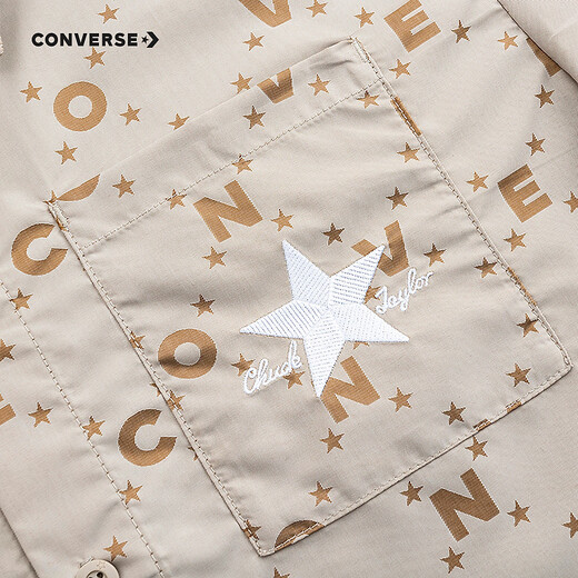Converse children's clothing short-sleeved cardigan shirt for boys and girls summer new children's printed short T-shirt oatmeal color 110/56 recommended height 104-110cm
