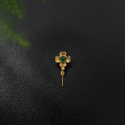 Mi Ling high-end 18k gold necklace series button head flower inlaid with diamond emerald Guanyin Buddha copper wire buckle pendant accessories 02 flowers (oblique needle)