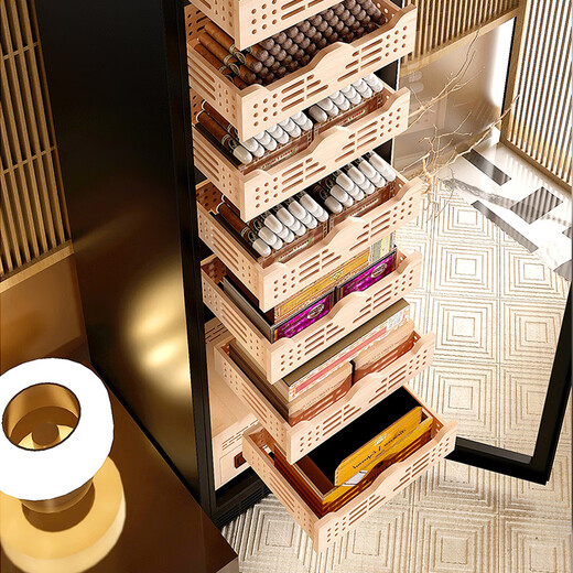 Odino cigar cabinet constant temperature and humidity home office remote WIFI control moisturizing temperature control red wine refrigerator BXW-508 gold thick section