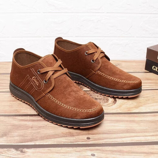 Old Beijing cloth shoes men's tendon sole non-slip casual shoes summer single shoes for dad walking fashion breathable work shoes camel 41