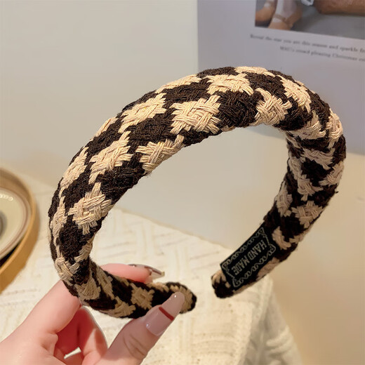 Bo Naling high skull headband Maillard style autumn and winter retro face wash and hair comb hair accessories high-end wide-brimmed Hong Kong style headband Maillard headband 2 pieces