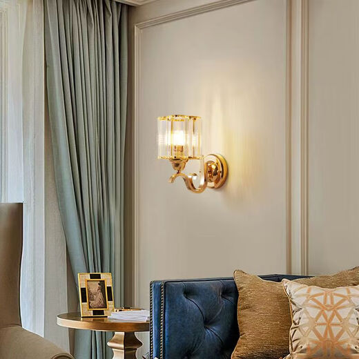 Yilin's new modern minimalist bedroom bedside lamp light luxury crystal wall lamp living room study corridor aisle stairwell lamp 01 model with LED three-color light 12W