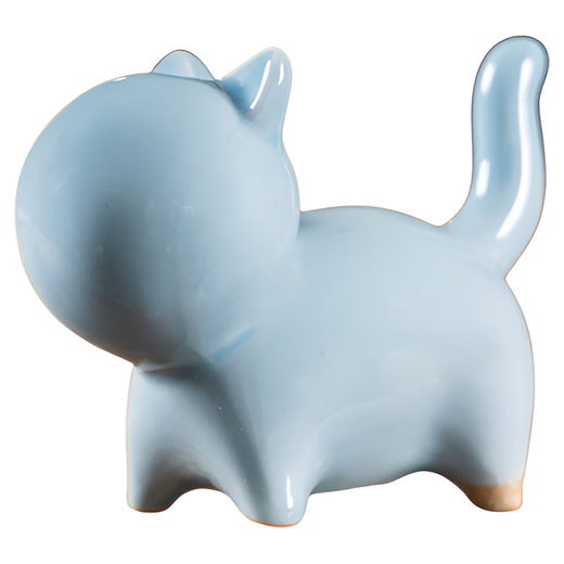 Shangfu Ge Kiln Creative Cat Ornaments Ceramic Cute Tea Pets Can Raise Simple Tea Play Home Desktop Crafts Ornaments JZT Cat-Tianlan