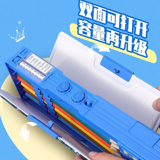 Nuevo bloqueo de contraseña Transformadores de gran capacidad Boy Multifuncional Case de lápiz Optimus Prime Stationery Box Garn Double-Sharpening 9928 Optimus Prime con 1 estuche de lápiz pequeño + 1 Pen de pizarra