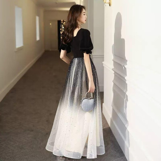 
Seidler banquet evening dress for women 2025 new black long temperament can usually be worn on the host choir performance suit Black M (recommended 96-105Jin [Jin equals 0.5 kg])