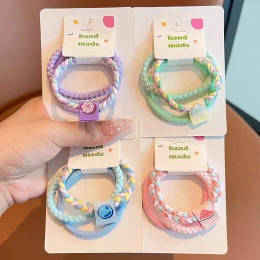 Children's Candy Color Rubber Band High Elasticity and Durable Hair Tie Cute and Doesn't Hurt Hair Hair Tie 2024 New High-Looking Hair Tie Candy Color Rubber Band-Pink-Mixed Pack-3 PCs
