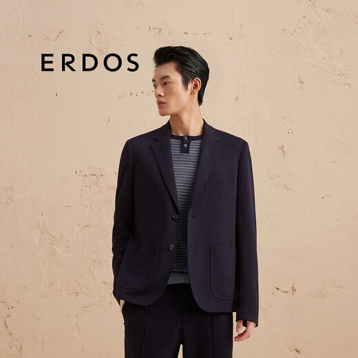 ERDOS 无开衩商务休闲职场通勤羊毛混纺西装男西服外套 藏蓝 L 175/96A
