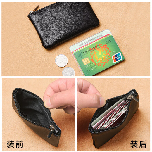 2. Münzbrieftasche für Frauen Mini Reißverschluss Coin Bag Student 2024 Neues ultradünne tragbare Brieftasche Einfache Kartenbeutel Schwarz