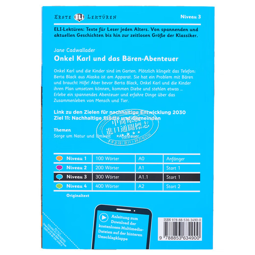 Pre-sale German original ELI Young Readers German A1 Onkel Karl und das Baren-Abenteuer Uncle Karl and the Bear German learning graded books