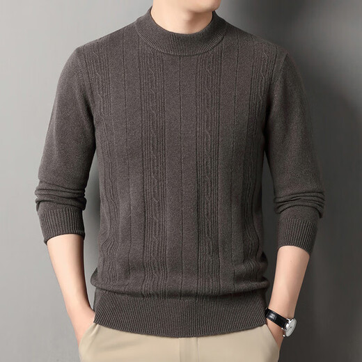 Deer King Optim Cashmere Sweater Men's Sweater 2025 Winter New Thickened Half-Turtle Collar Bottoming Sweater 100 Pure Cashmere Sweater Light Gray Blue M 165 Recommended Weight 100-120Jin Jin is equal to 0.5 kg