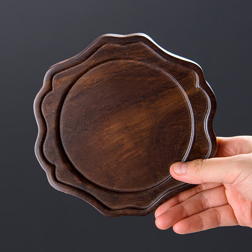 Liexuan ebony solid wood pot holder tea tray tray dry soaking table purple sand teapot pad pot base household kung fu tea set small ebony pot holder lace