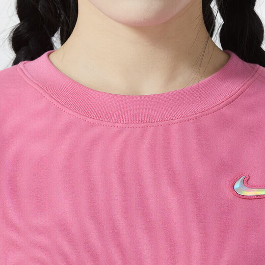 Nike (Nike) Sweatshirtjacke Frauen 2025 Sommer Neue Sportswear Strickted verdickte modische, warme runde Nackenpullover FZ6537-684 Barbie Powder M.