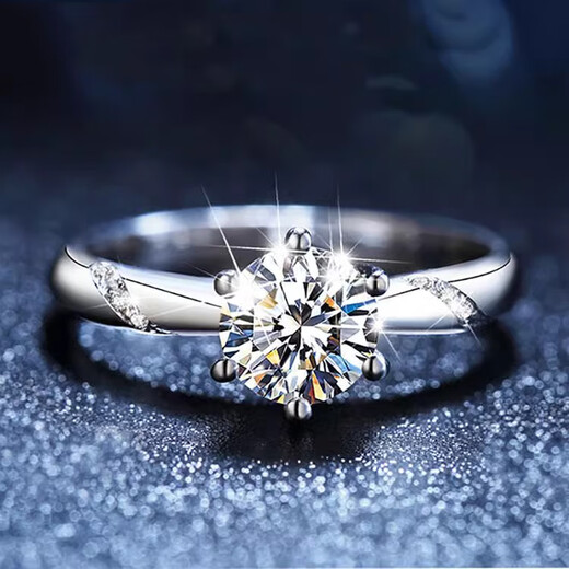 RHM platinum ring women's one carat moissanite diamond ring platinum high-end engraving birthday and Valentine's Day gift for girlfriend PT950 platinum moissanite ring + certificate + gift box