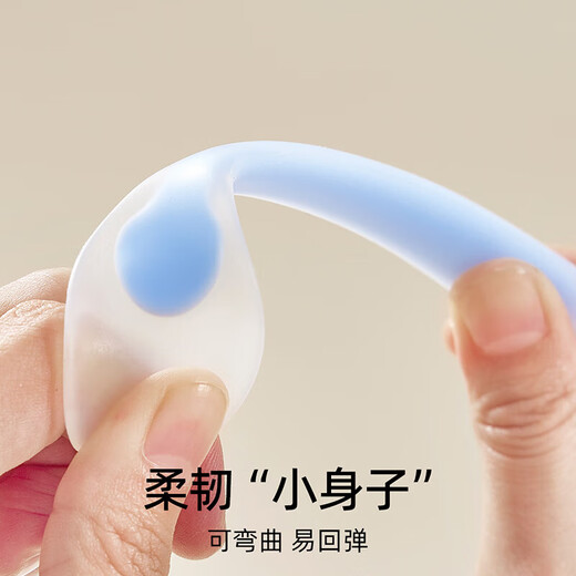 嫚熙（EMXEE）宝宝硅胶软勺餐具婴儿喂奶喂水勺子儿童吃饭辅食碗勺2支 晴空蓝+赤霞橙