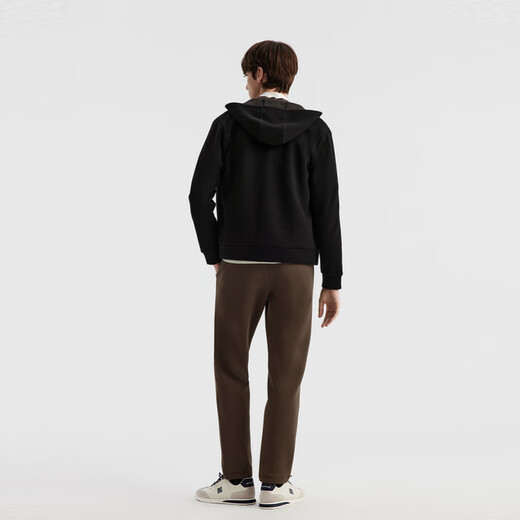 Biyinlefen Warm and Soft Autumn Men's Fashionable Casual Jacket Tops Comfortable and Sturdy Hooded Wool Jacket Men 07 Black L /105