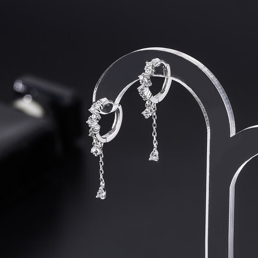 Lipan s999 sterling silver sparkling diamond drop earrings for women new earrings tassel earrings cold trend earrings Christmas gift 999 sterling silver earrings exquisite gift box + pair