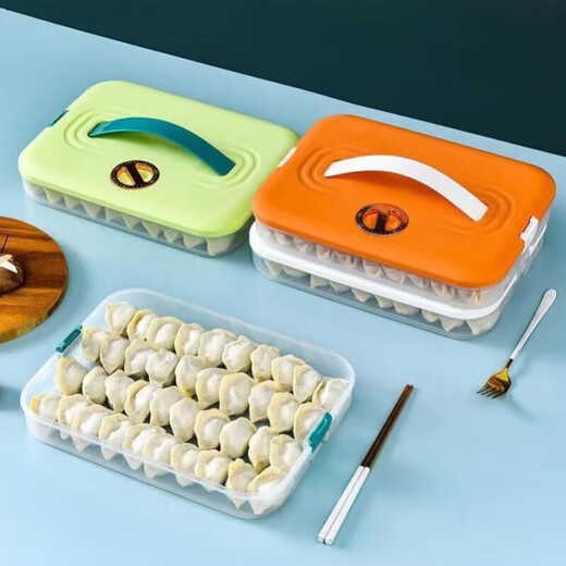 Jidaocook dumpling box large-capacity partitioned refrigerator special storage and organization kitchen cold quick-frozen wonton sealed storage crisper green single layer with lid - holds about 40 dumplings non-stick bottom anti-freeze cracking