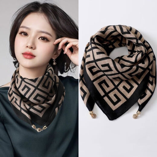 Enfermera Xin Hebilla Magnética Bufanda cuadrada Bufanda 2024 Versión coreana versátil y moderna Triángulo de moda y de moda Protección de cuello 2 paquetes- [Color antiguo+ ingenio único]+.+ 丨 Material de algodón y lino 丨 65*65cm 丨 Fabricación mejorada