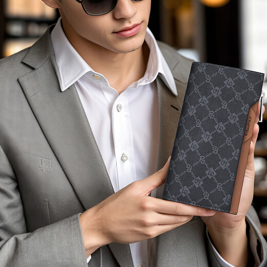 Williampolo Kaiser Paul Wallet Herren Langstil großer Kapazität Kupplung Fashion Business Herren Hände Vatertag Geschenke an Papa Black- [Counter Gift Box]