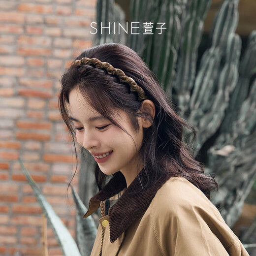 Xuanzi (SHINE) Palm Green Field Series Retro Fashionable Tooth Comb Hairband Women's Wavy Hairpin Anti-Slip Tooth Hair Accessory Simple and Versatile Brown Color 1 PC