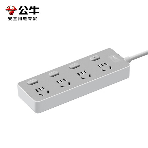 公牛（BULL）插座/插线板/插排/排插/接线板/拖线板 Z世代 4位分控开关全长1.8米 GN-Z1043J