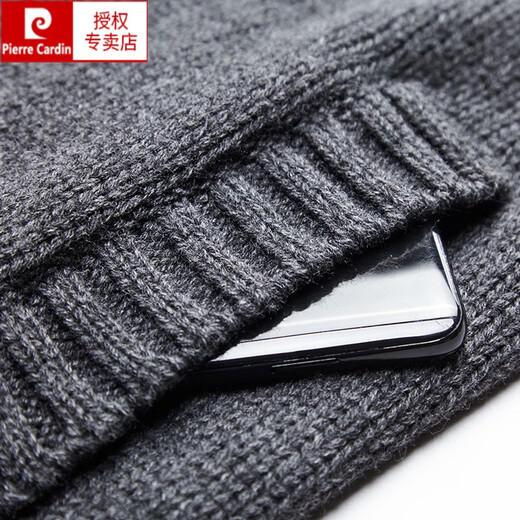 皮尔卡丹（pierre cardin）秋冬季加厚款毛衣外套男针织开衫潮流立领海盗扣复古粗毛线衣 灰色 XL 180