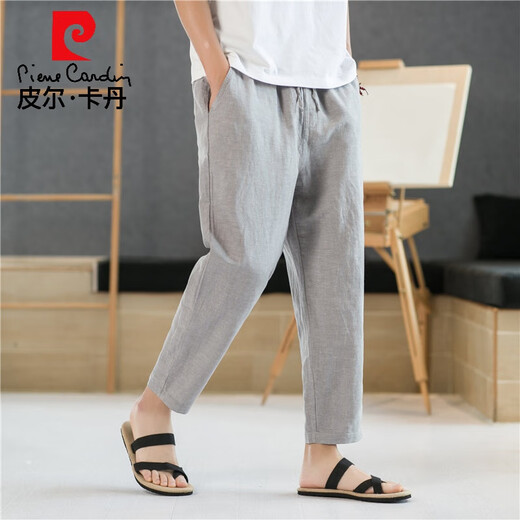
Pier Cardan linen pants men's pants summer cotton linen men's casual pants men's summer pants 2024 new men's pants straight and cropped pants brown 2XL 150-170Jin[Jin equals 0.5 kg]