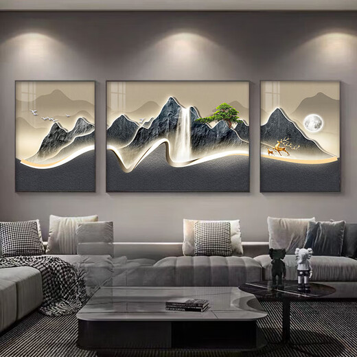 轻奢客厅装饰画2024年新款背有靠山沙发背景墙壁画大气挂画 G3884 60*80/110*80/60*80适合3.8
