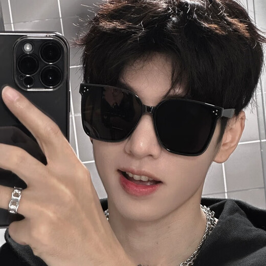 LESCA LUNETIERGM trendy Internet celebrity sunglasses high-end fashion driving UV protection HE same style black frame