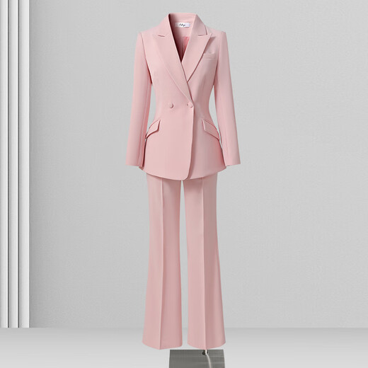 Weishipin Casual Suit Suit Women's Autumn Pink Suit Professional Wear Host Commuting High-end Beauty Industry Work Clothes Pink Suit + Wide Leg Pants L Recommendation 108-117 Jin Jin equals 0.5 kg